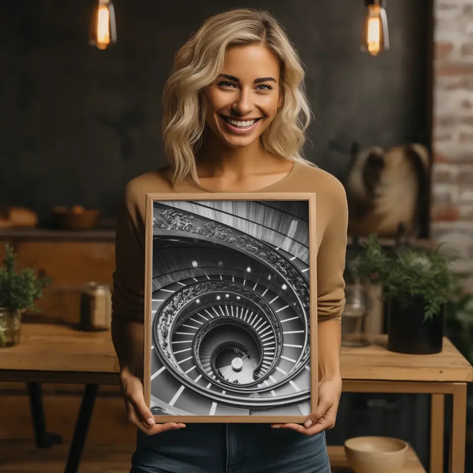 Elegante Wendeltreppe Poster mit kunstvollen Geländern gestalten 2