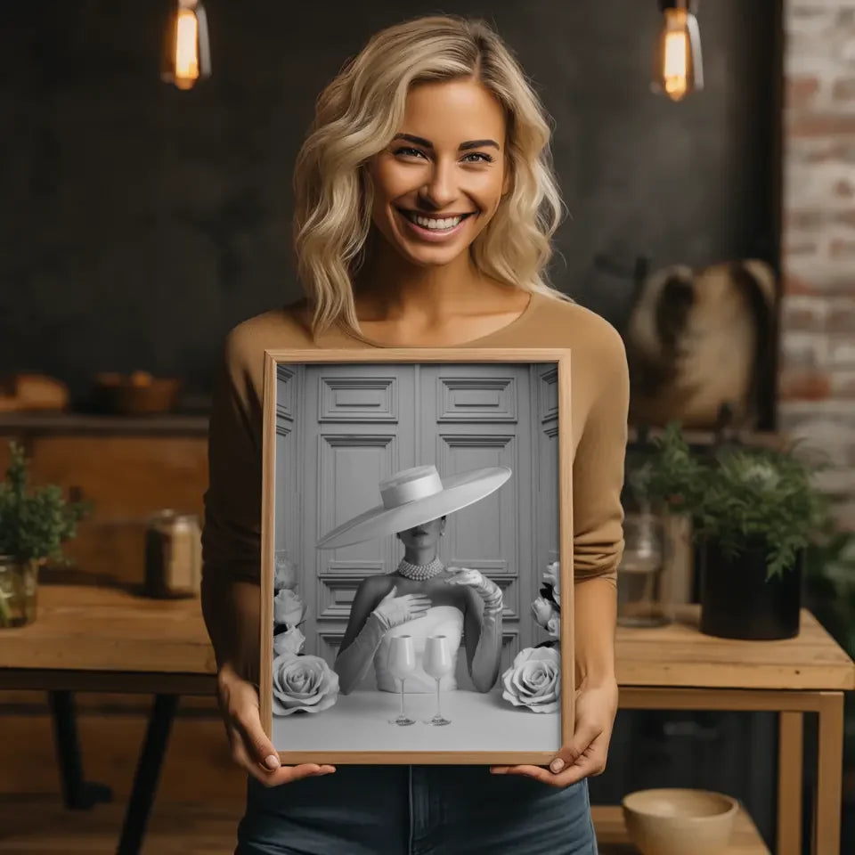Elegante Frau mit Hut Poster stilvolle Kunstwerke 2