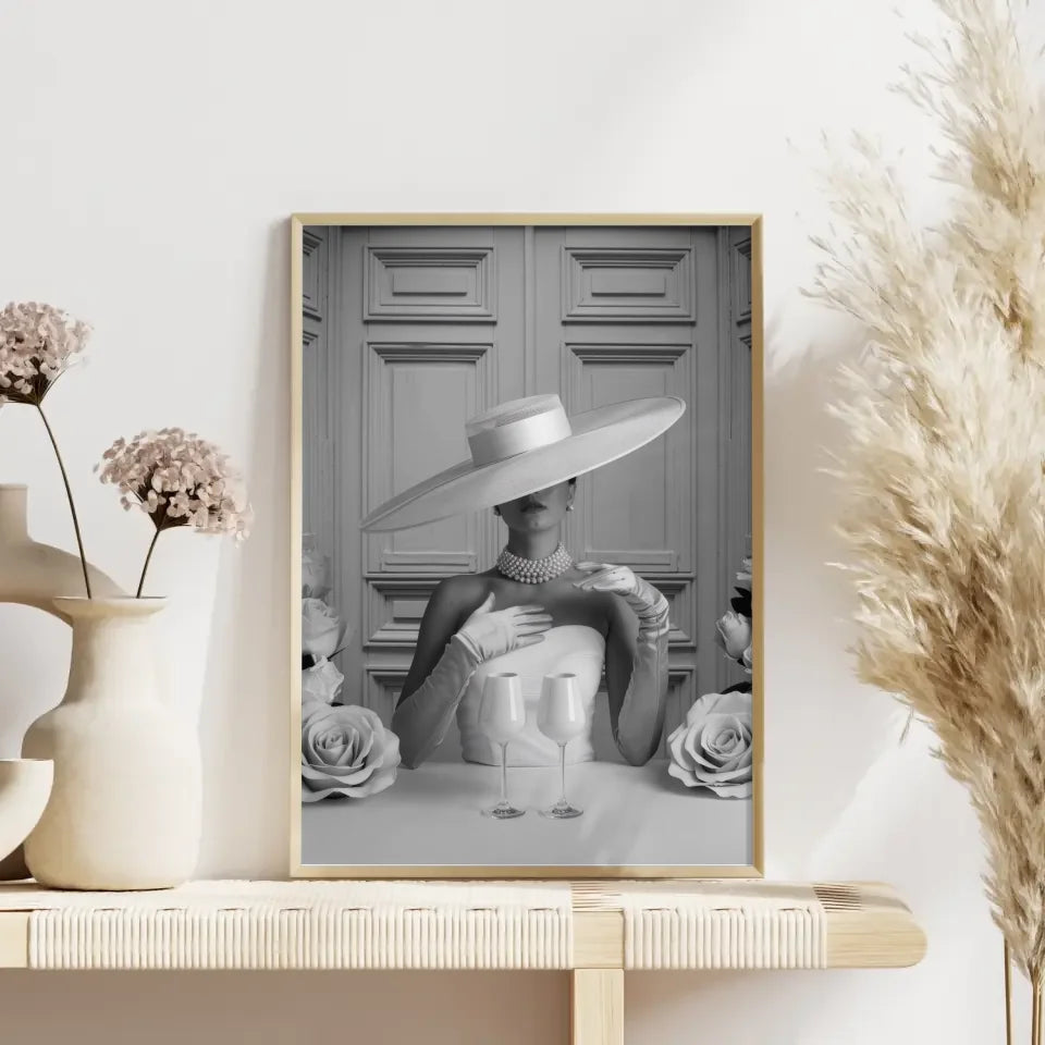 Elegante Frau mit Hut Poster stilvolle Kunstwerke 4