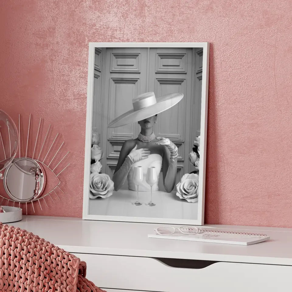 Elegante Frau mit Hut Poster stilvolle Kunstwerke 5