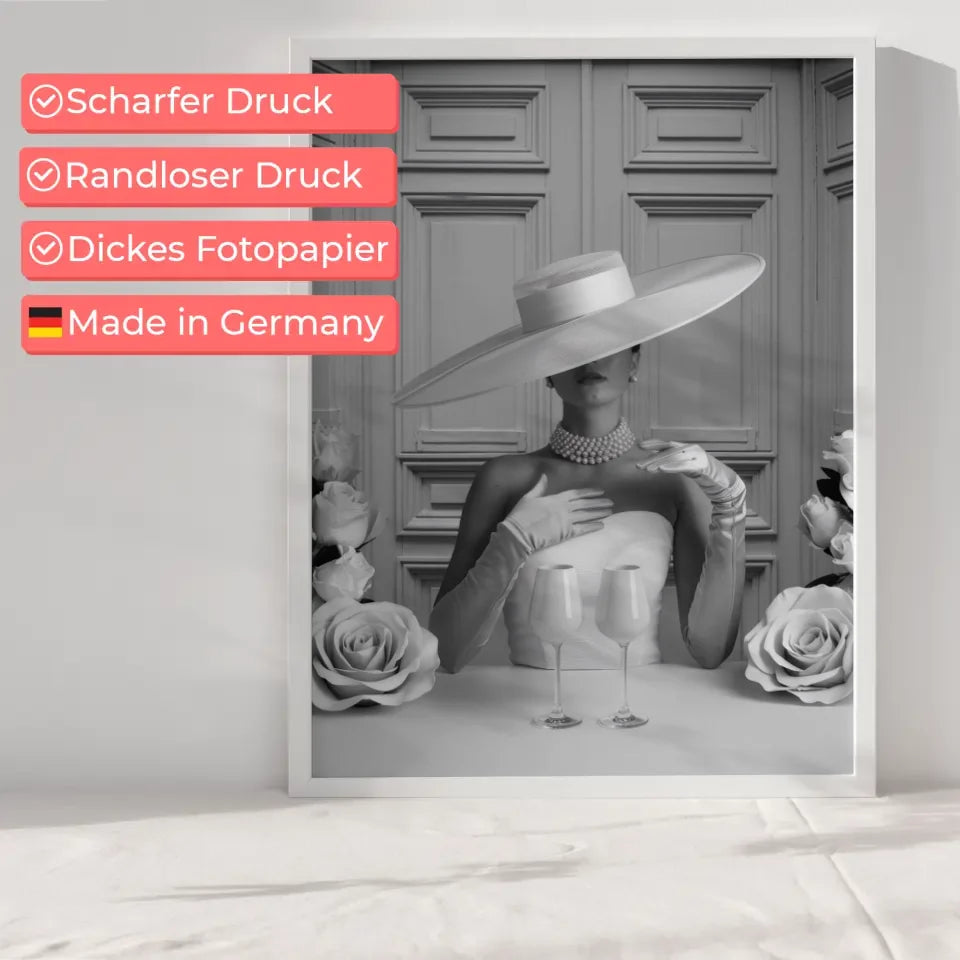 Elegante Frau mit Hut Poster stilvolle Kunstwerke 6