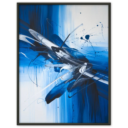 Abstraktes Poster in Königsblau und Weiß für Kunstliebhaber 1
