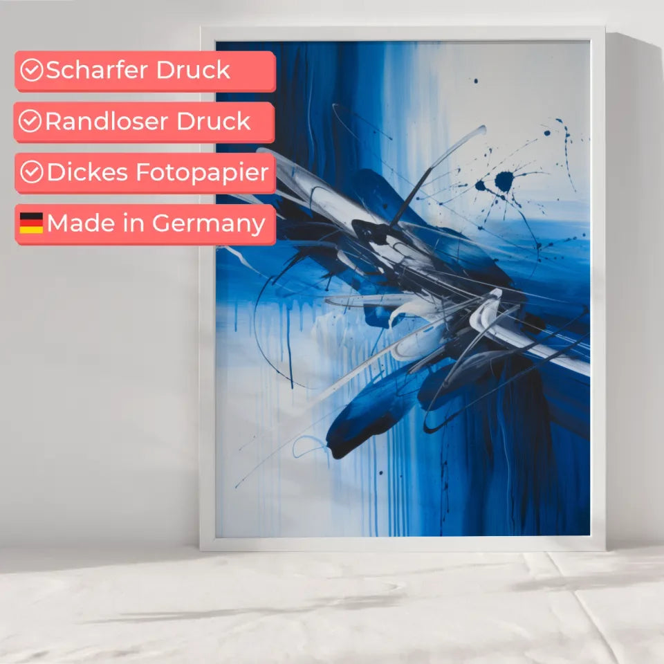 Abstraktes Poster in Königsblau und Weiß für Kunstliebhaber 6