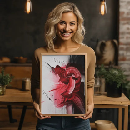 Abstractes Poster mit roten und rosa Akzenten 2