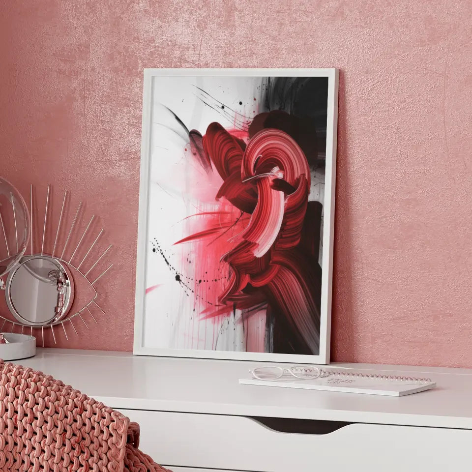 Abstractes Poster mit roten und rosa Akzenten 5