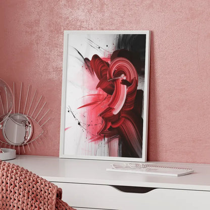 Abstractes Poster mit roten und rosa Akzenten 5