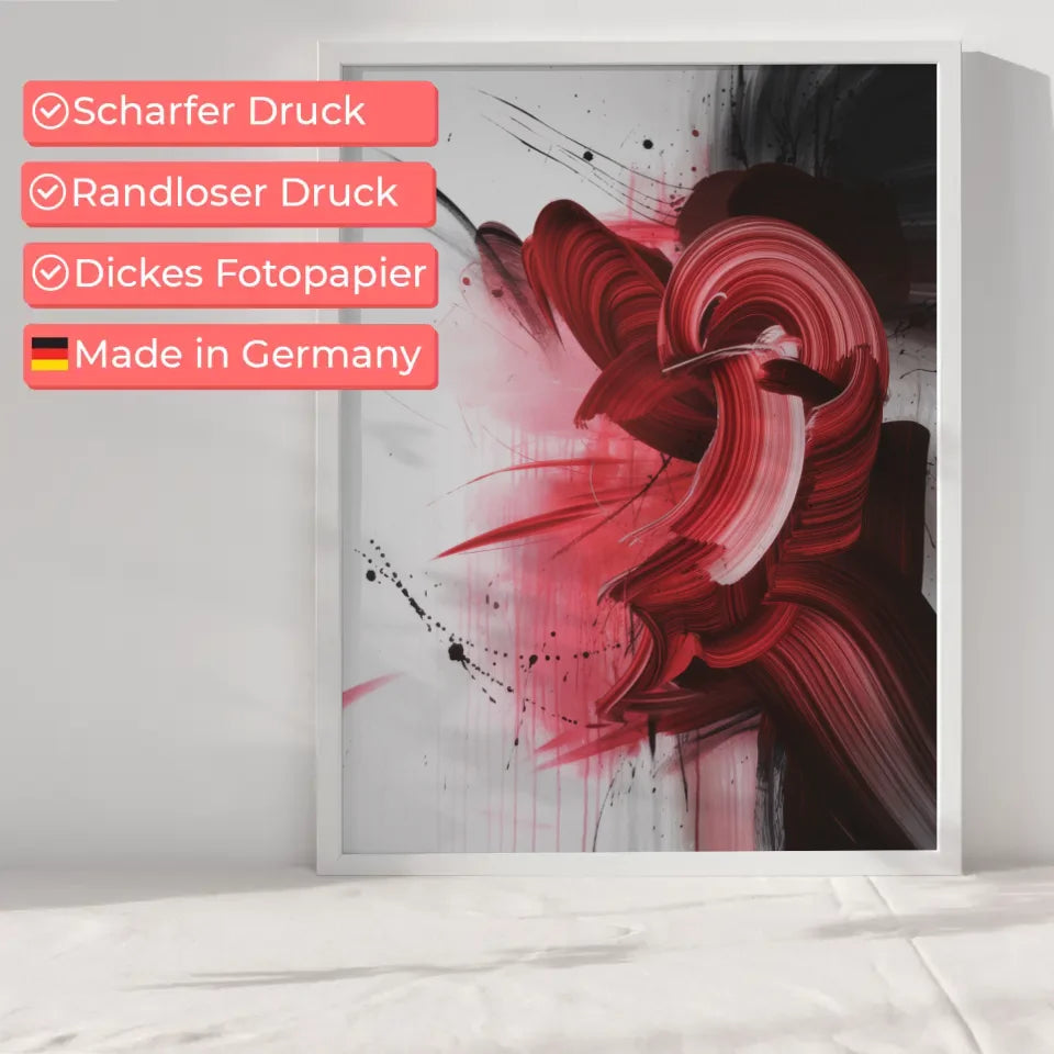 Abstractes Poster mit roten und rosa Akzenten 6