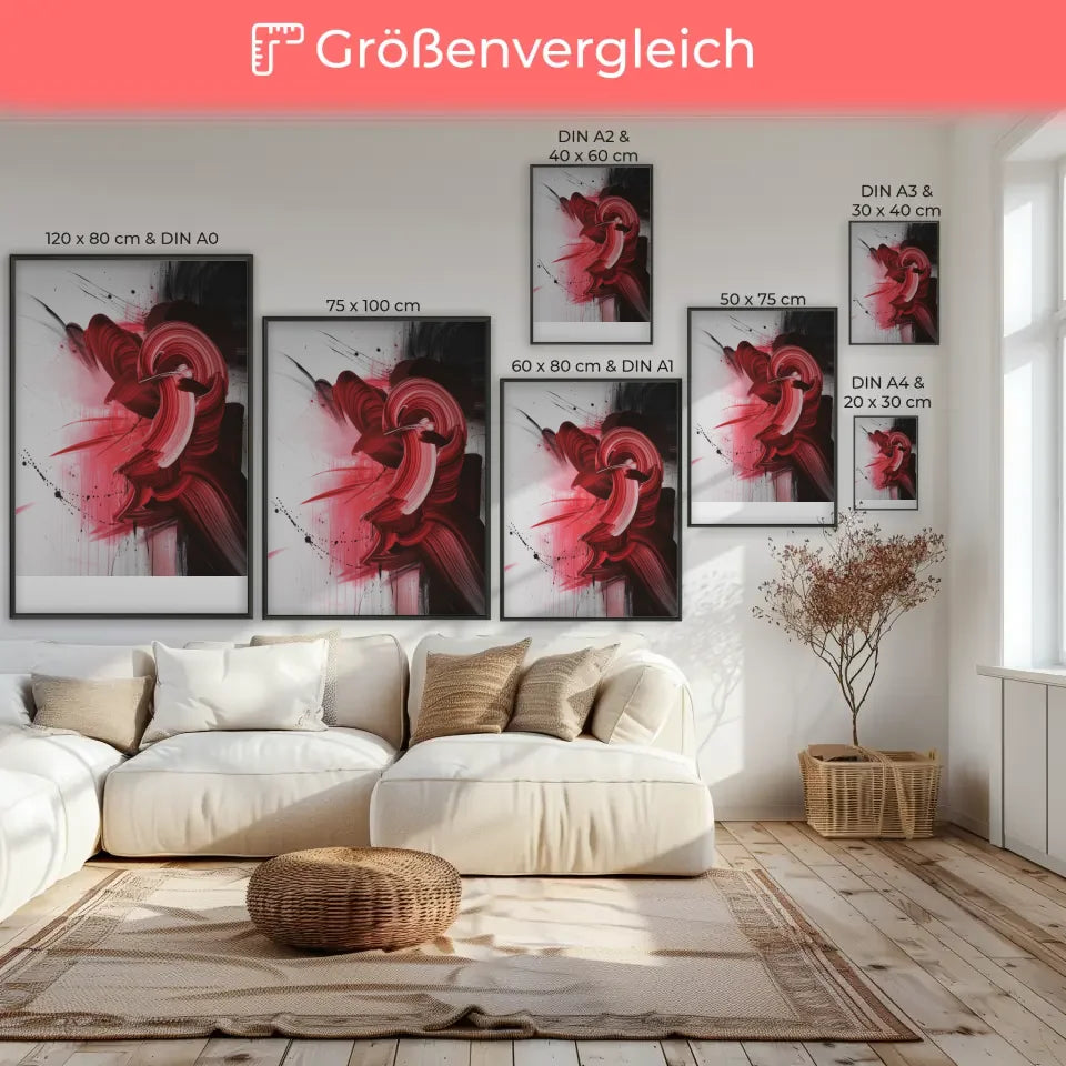 Abstractes Poster mit roten und rosa Akzenten 7