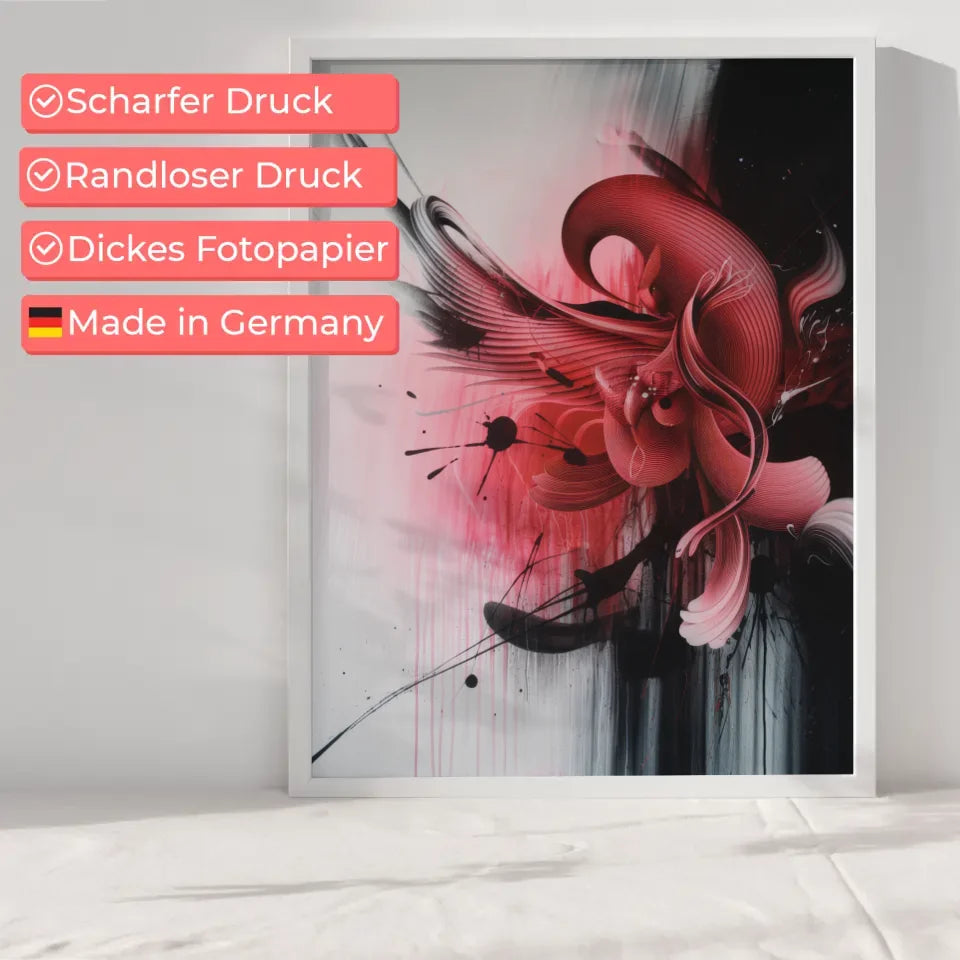 Abstractes Poster mit roten rosa Akzenten 6