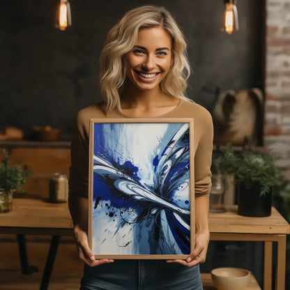 Monochromatisches Poster in Königsblau und Weiß für kreativen Raum 2