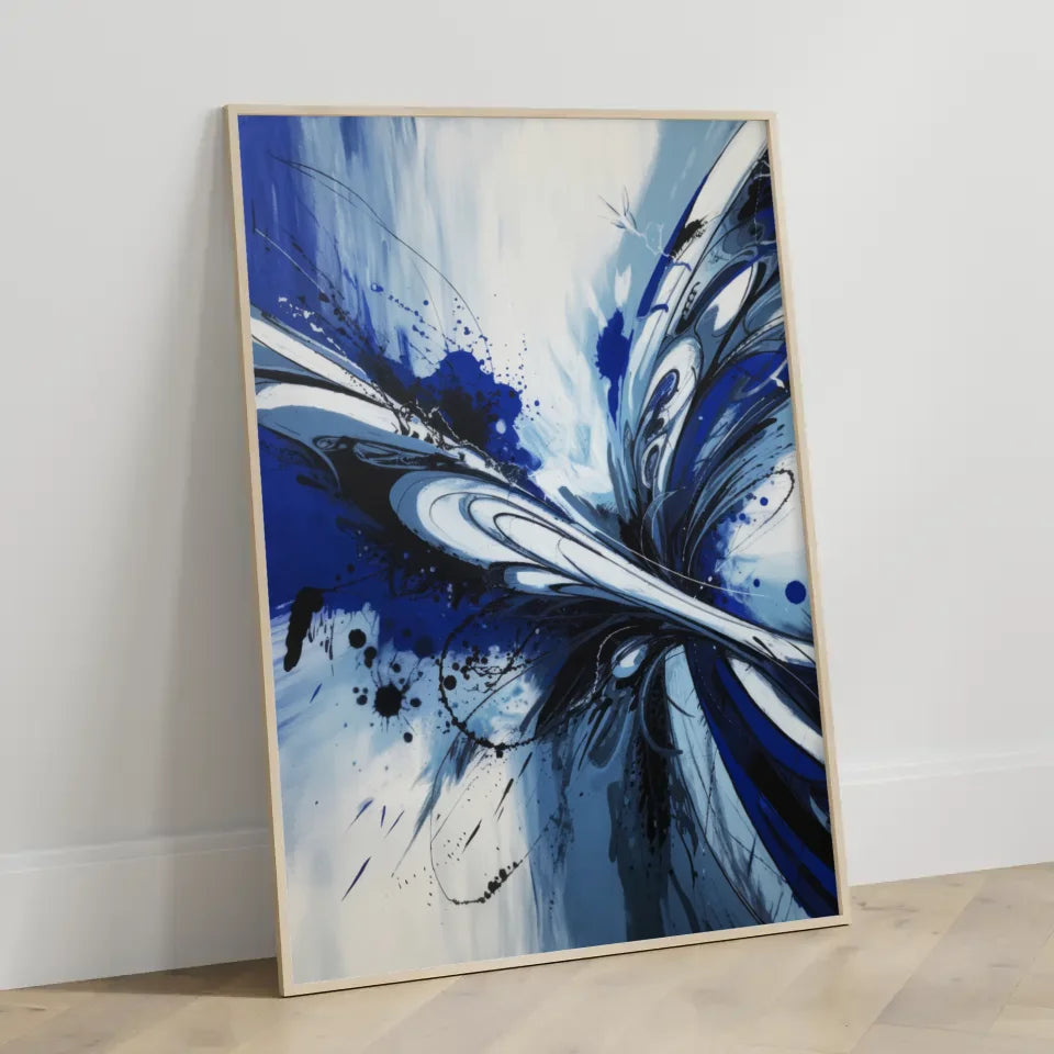 Monochromatisches Poster in Königsblau und Weiß für kreativen Raum 3