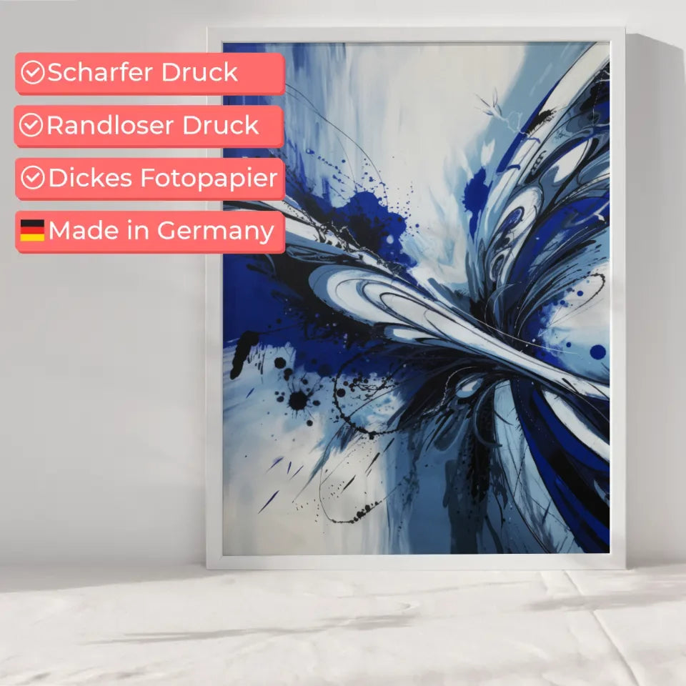 Monochromatisches Poster in Königsblau und Weiß für kreativen Raum 6