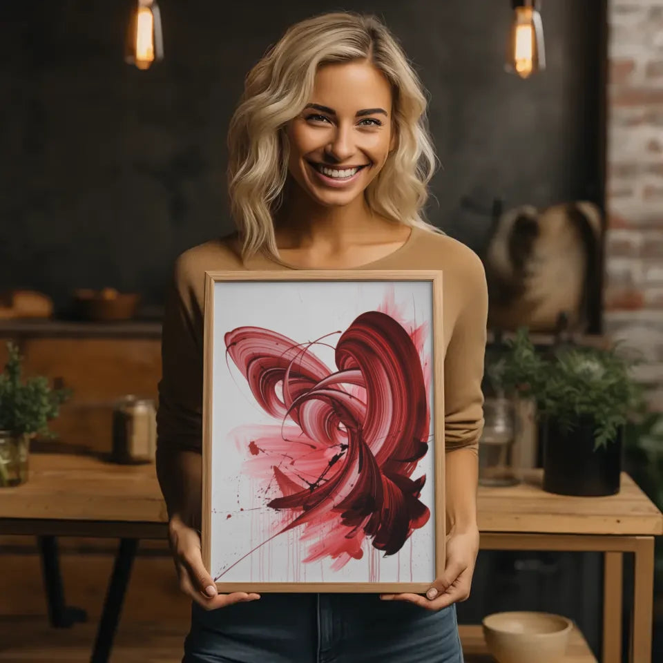 Abstraktes Poster in Rot Rosa für lebendige Wandgestaltung 2