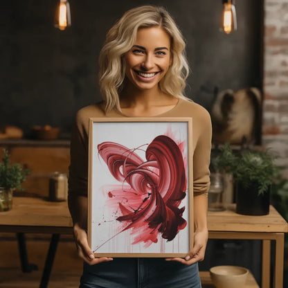 Abstraktes Poster in Rot Rosa für lebendige Wandgestaltung 2