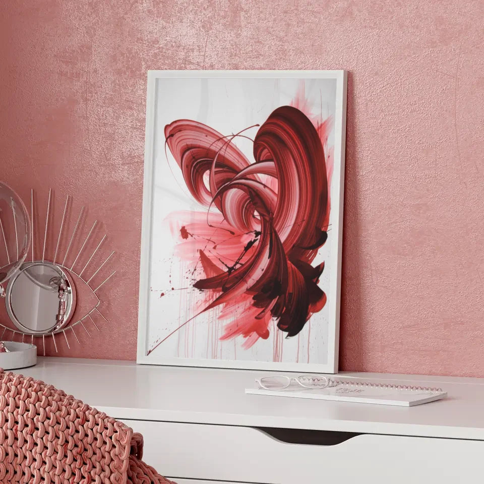 Abstraktes Poster in Rot Rosa für lebendige Wandgestaltung 5