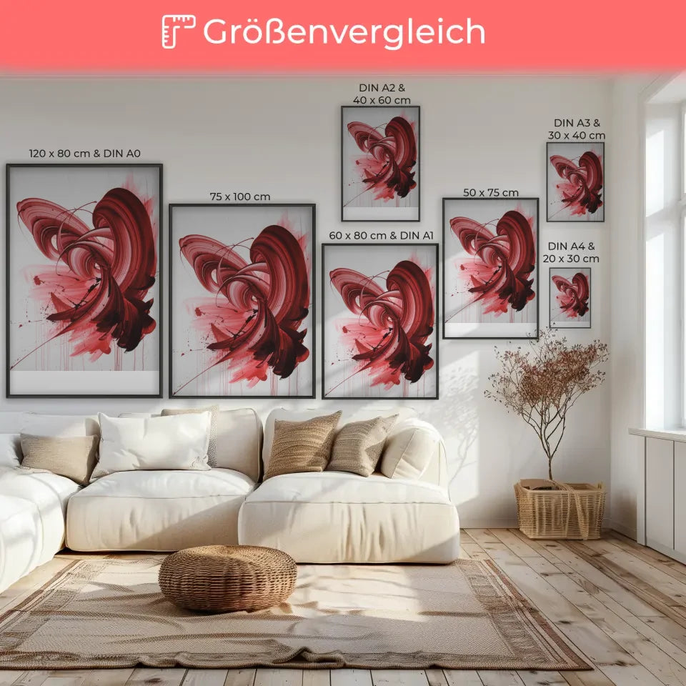 Abstraktes Poster in Rot Rosa für lebendige Wandgestaltung 7