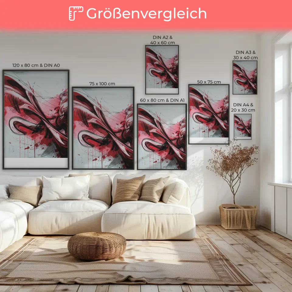 Monochromatisches abstraktes Poster in bunt 7