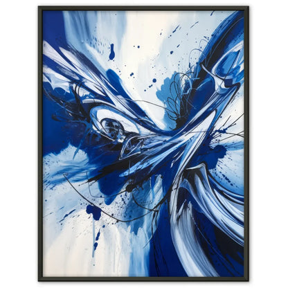 Abstraktes Poster in Blau mit dynamischen Pinselstrichen 1