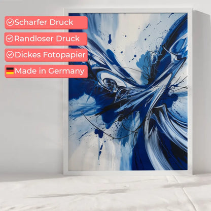 Abstraktes Poster in Blau mit dynamischen Pinselstrichen 6