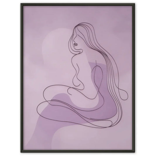 Abstraktes Poster sitzende Frau in Lila Tönen 1