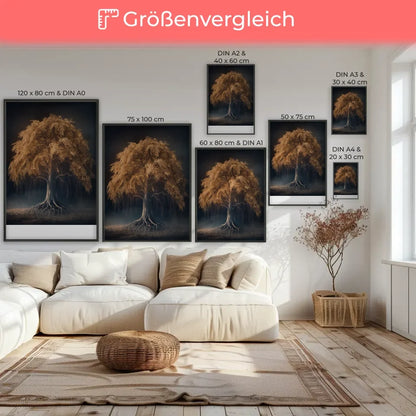 Poster von majestätischem Baum mit goldenen Blättern