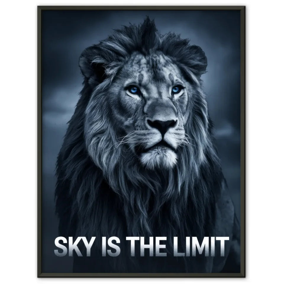 Majestätischer Löwe Poster mit inspirierender Botschaft in modernem Design 1