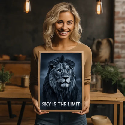 Majestätischer Löwe Poster mit inspirierender Botschaft in modernem Design 2