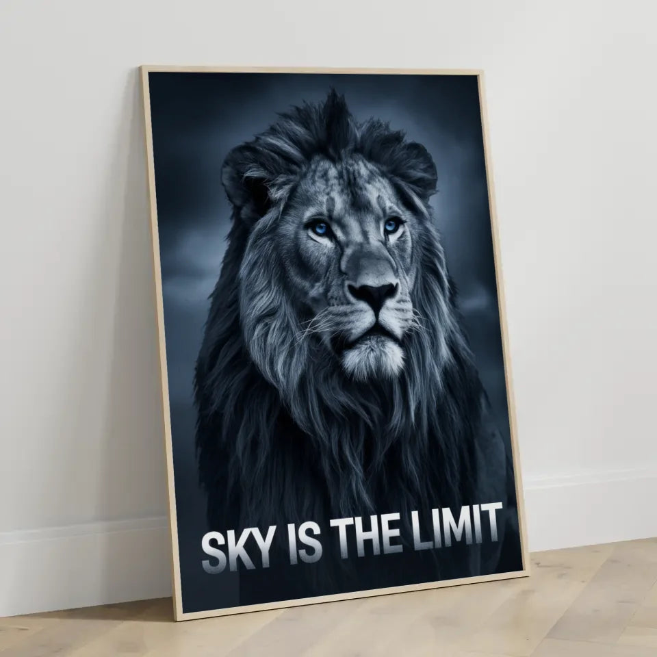 Majestätischer Löwe Poster mit inspirierender Botschaft in modernem Design 3