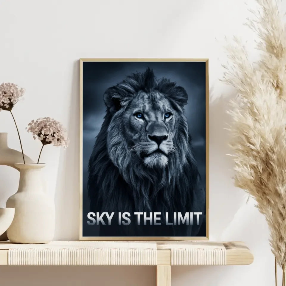 Majestätischer Löwe Poster mit inspirierender Botschaft in modernem Design 4