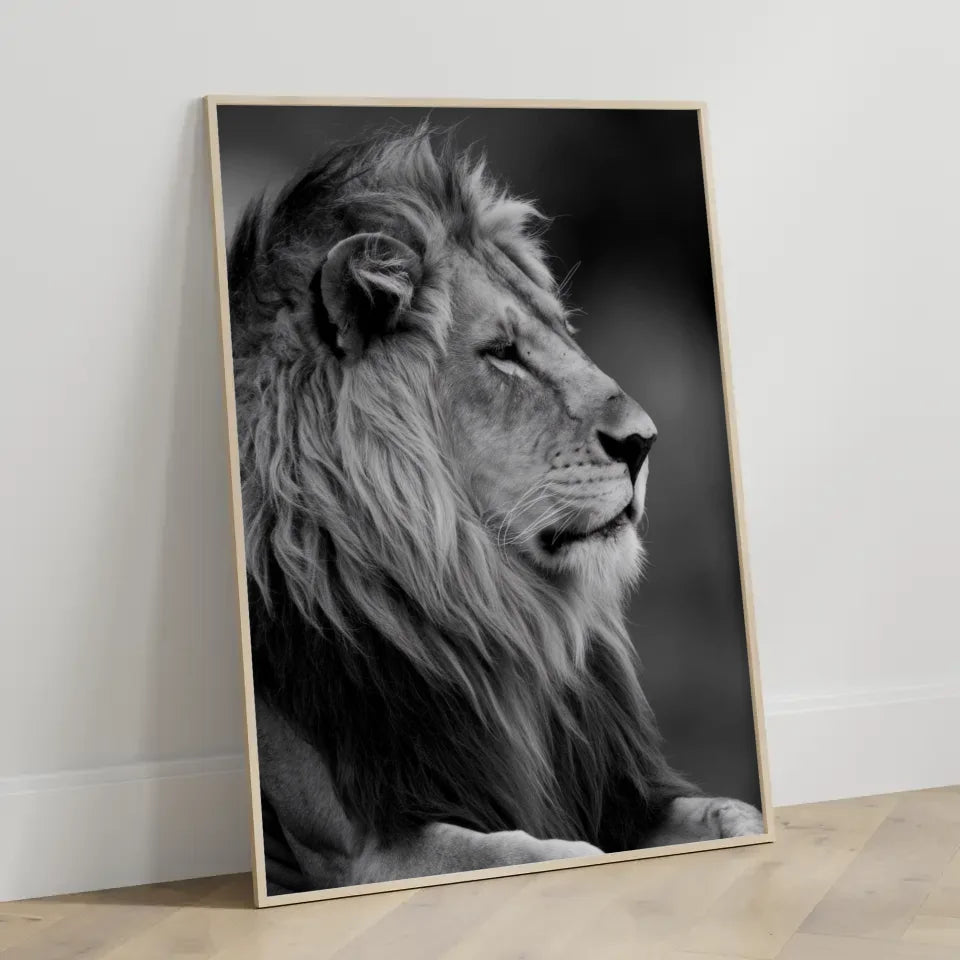 Majestätischer Löwe Poster im monochromatischen Stil 3