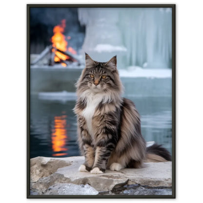 Poster mit minimalistischer schwarzer Katze und abstrakten Formen 1