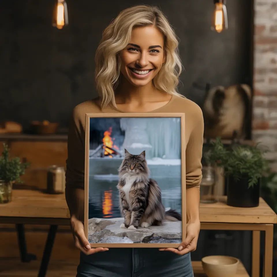 Poster mit minimalistischer schwarzer Katze und abstrakten Formen 2