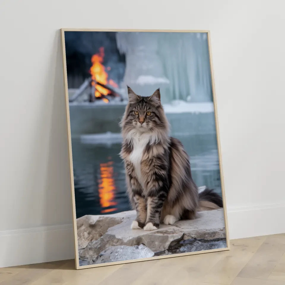 Poster mit minimalistischer schwarzer Katze und abstrakten Formen 3