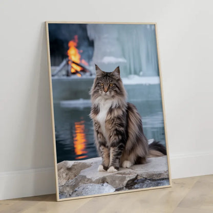 Poster mit minimalistischer schwarzer Katze und abstrakten Formen 3