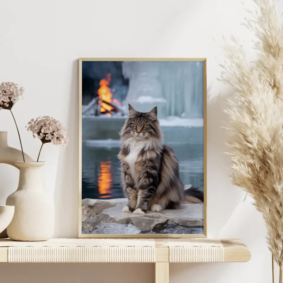 Poster mit minimalistischer schwarzer Katze und abstrakten Formen 4