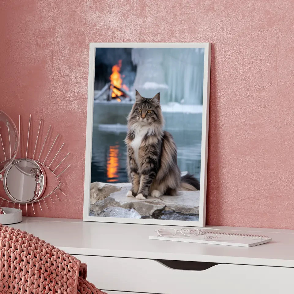 Poster mit minimalistischer schwarzer Katze und abstrakten Formen 5