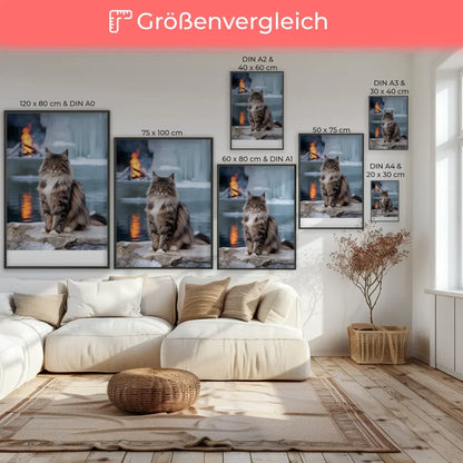 Poster mit minimalistischer schwarzer Katze und abstrakten Formen 7