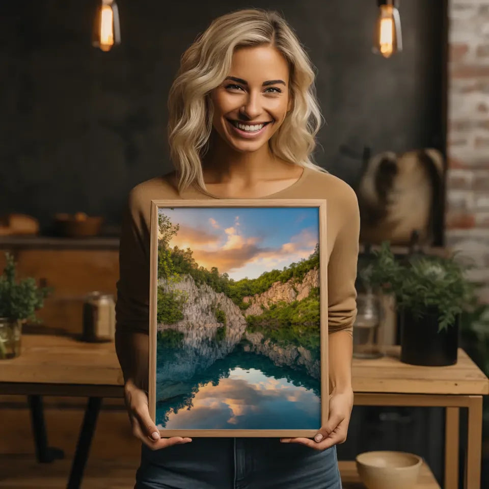 Poster Panorama Bild Plitvicer Seen in Kroatien Golden Hour 2