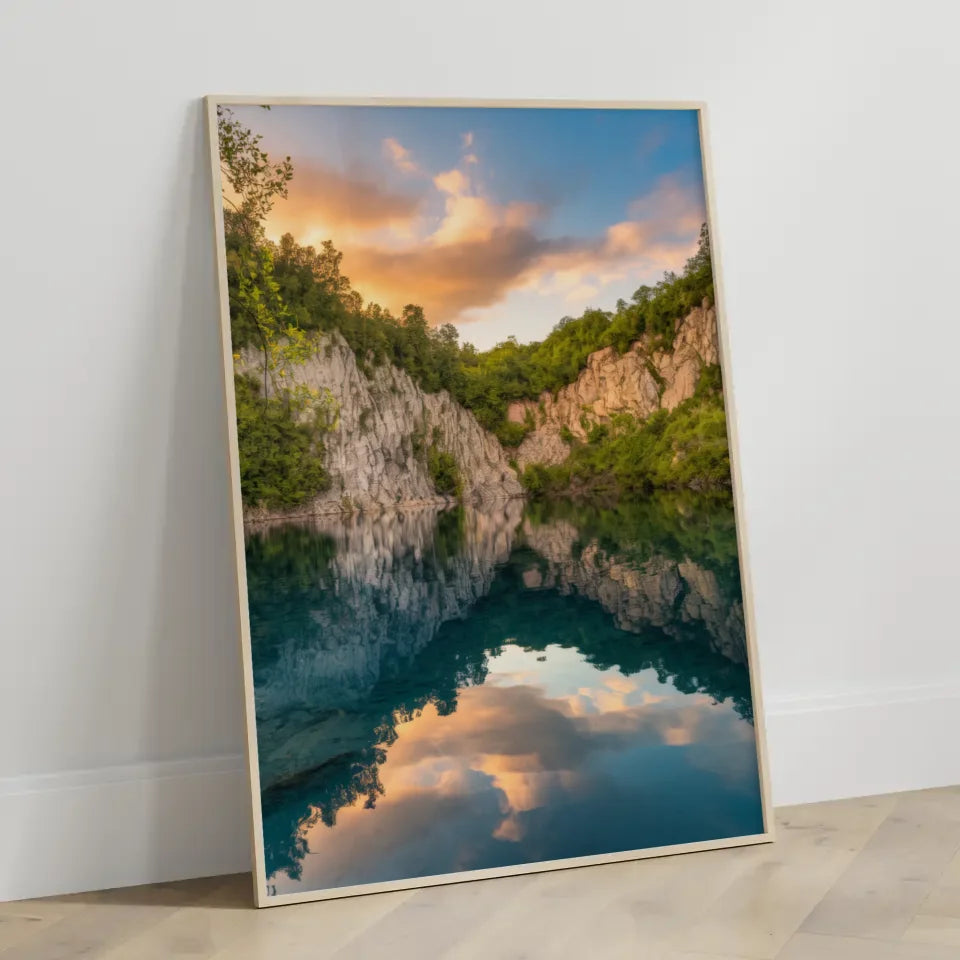 Poster Panorama Bild Plitvicer Seen in Kroatien Golden Hour 3