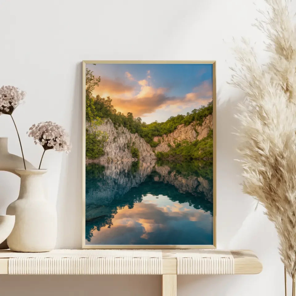 Poster Panorama Bild Plitvicer Seen in Kroatien Golden Hour 4