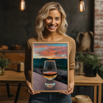 Glanzvoller Whisky Poster mit Eiswürfeln im eleganten Design 2