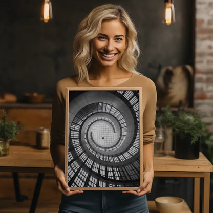 Poster faszinierender Architektur in Schwarzweiß Spirale 2