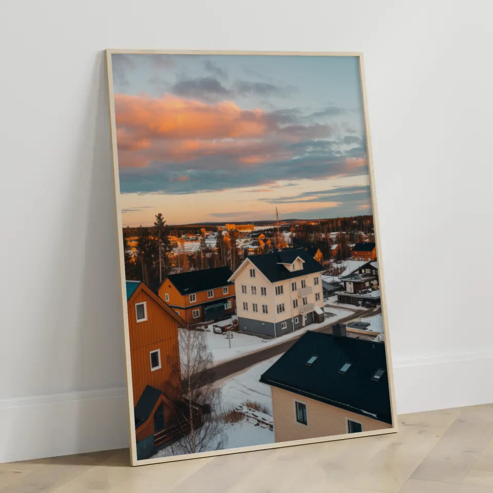 Poster Rovaniemi Finnland Panorama Bild zur Goldenen Stunde 3