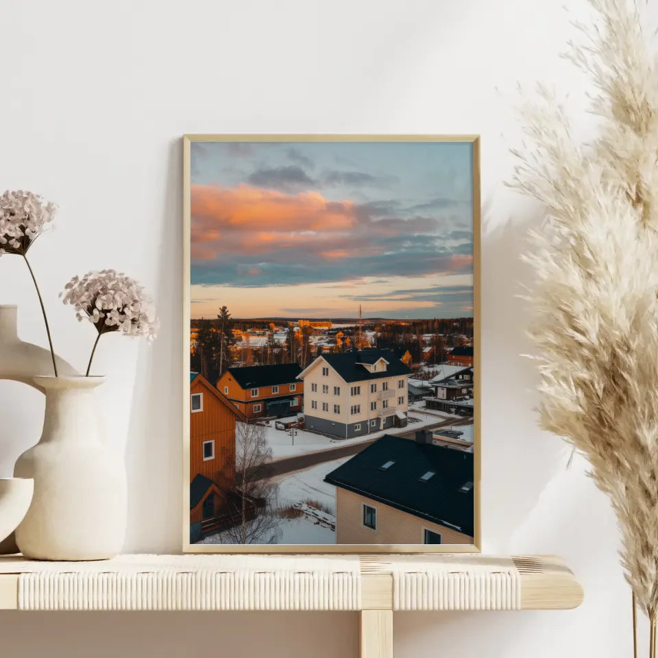 Poster Rovaniemi Finnland Panorama Bild zur Goldenen Stunde 4