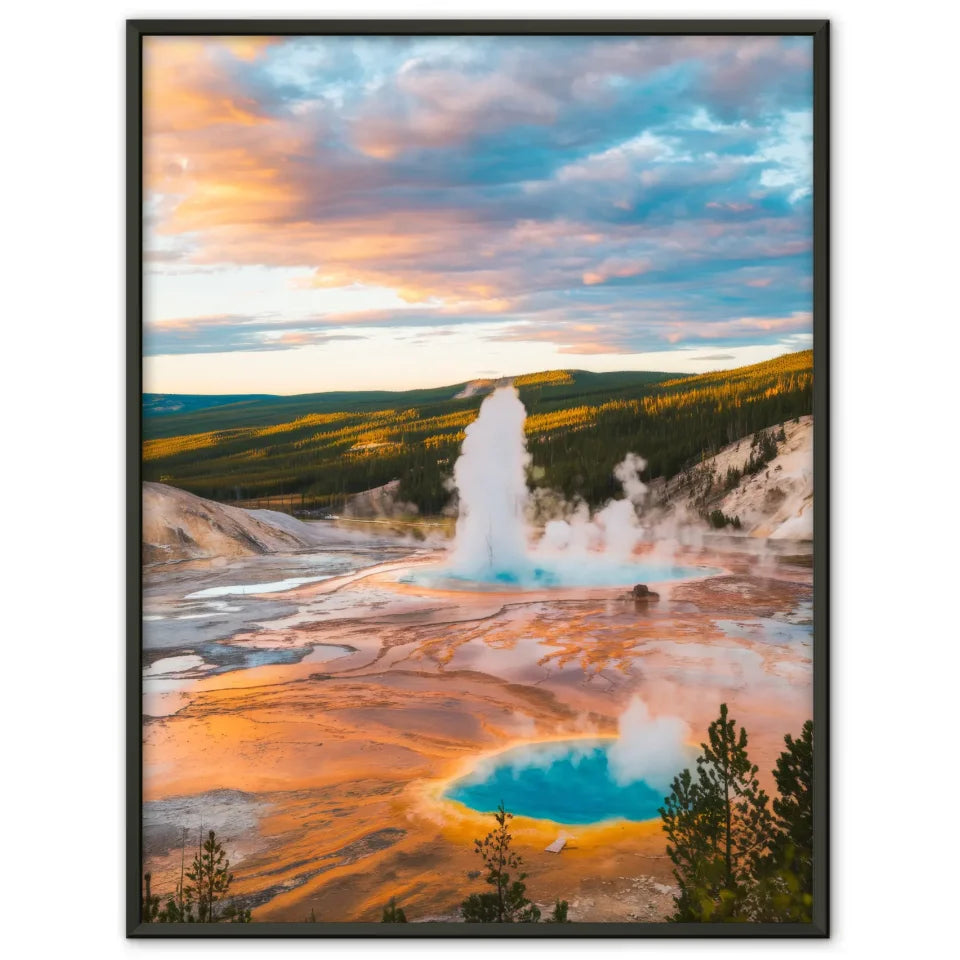 Poster Yellowstone-Nationalpark Panorama Bild zur Golden Hour 1