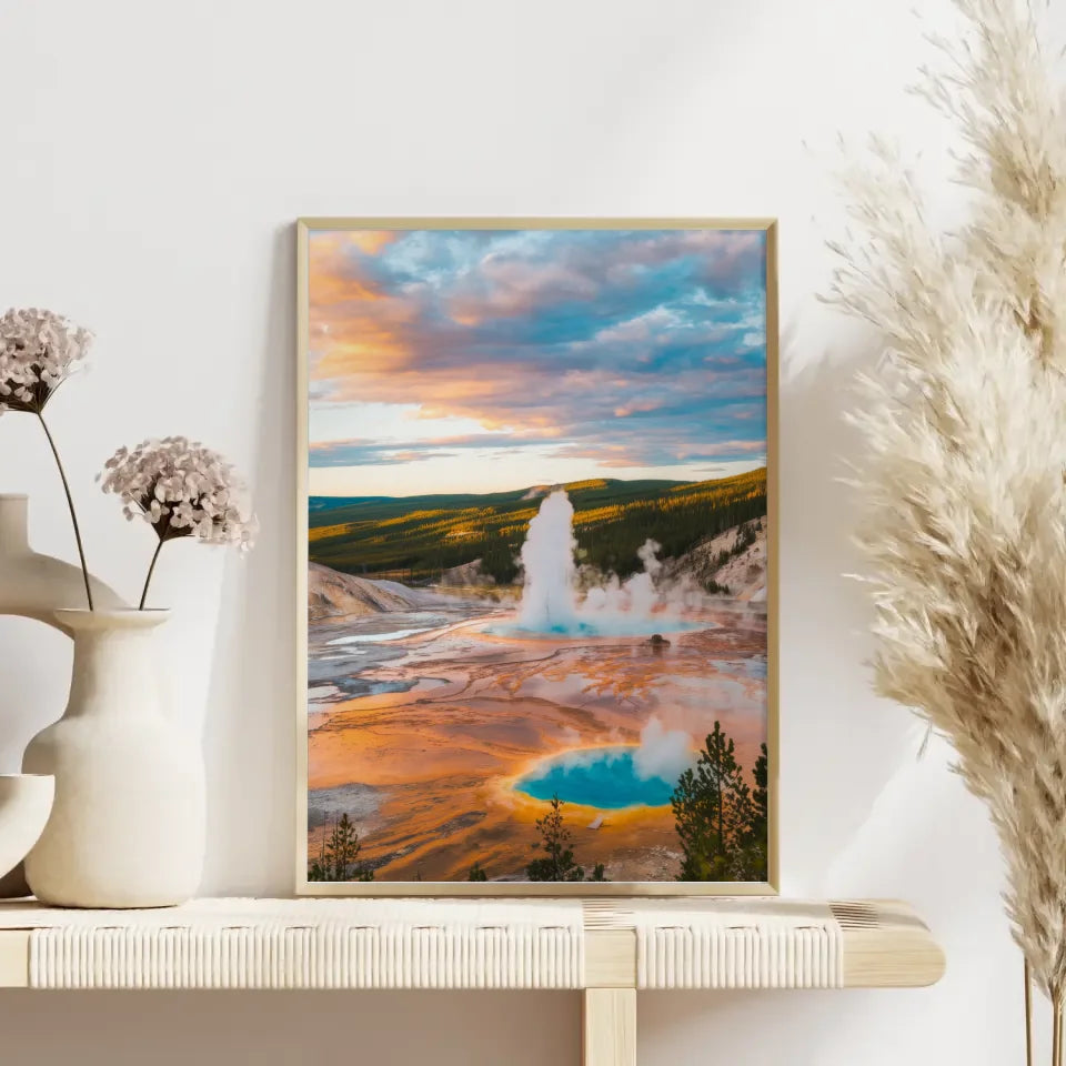 Poster Yellowstone-Nationalpark Panorama Bild zur Golden Hour 4