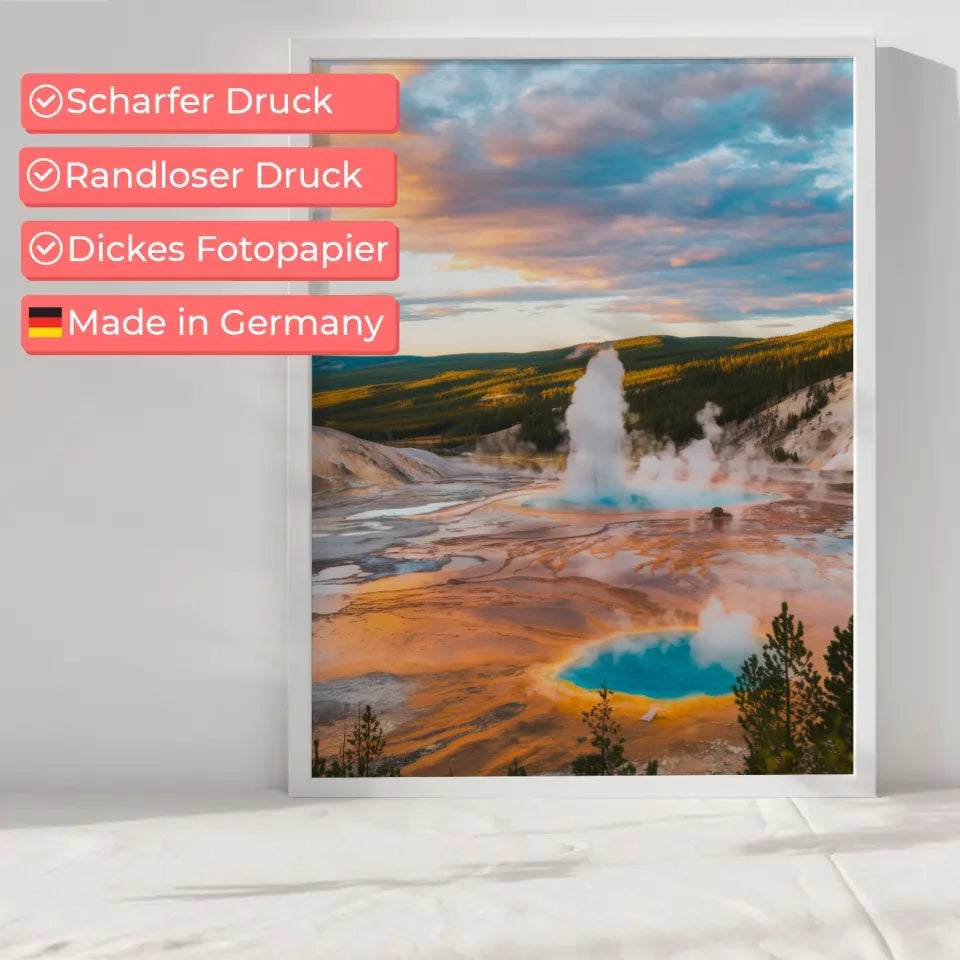 Poster Yellowstone-Nationalpark Panorama Bild zur Golden Hour 6