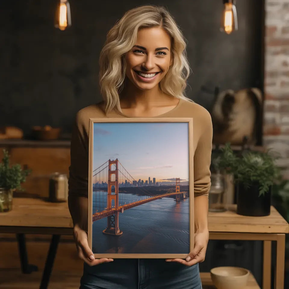 Poster Golden Gate Bridge Panorama Bild zur Golden Hour 2