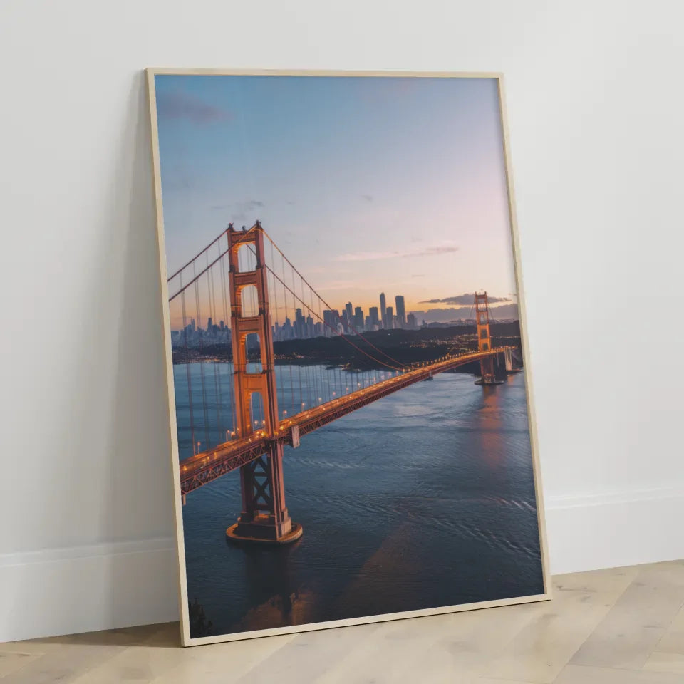 Poster Golden Gate Bridge Panorama Bild zur Golden Hour 3
