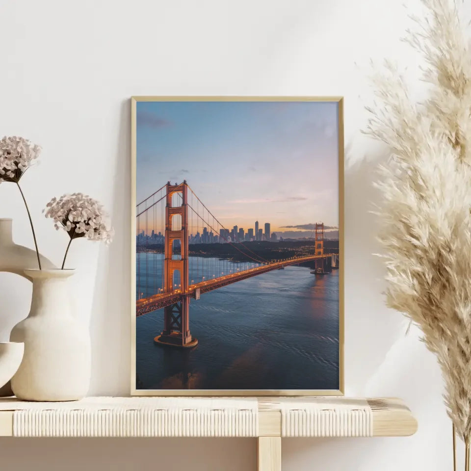Poster Golden Gate Bridge Panorama Bild zur Golden Hour 4